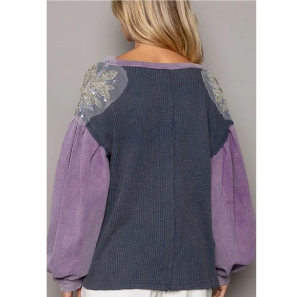 POL The Teigen Thermal Glam Patch Top Size Small - Picture 6 of 10